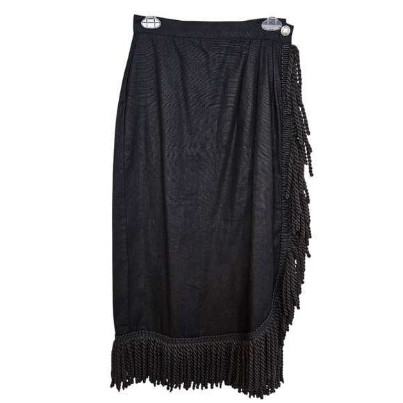 Vintage Rope Tassel Southwestern Wrap Midi Skirt Rodeo Country High-waisted - Picture 1 of 7